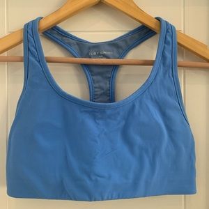 Tory Sport mesh-back sports bra, light blue, Sz M